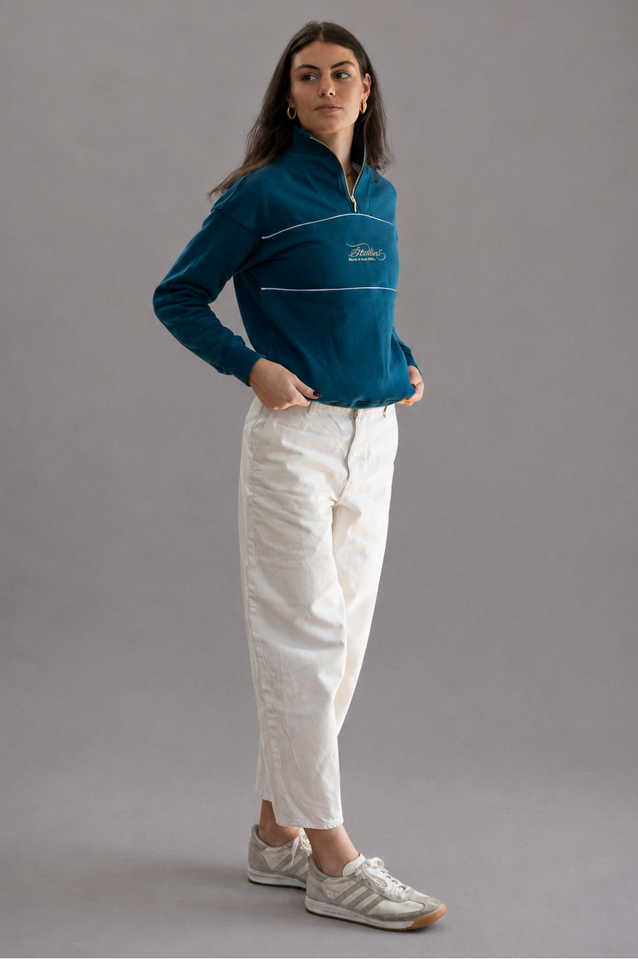 Riviera Rib Neck (Piped) Quarter-Zip in Teal