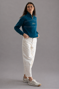 Riviera Rib Neck (Piped) Quarter-Zip in Teal