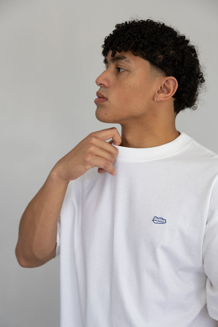 Core Tee in White & Navy