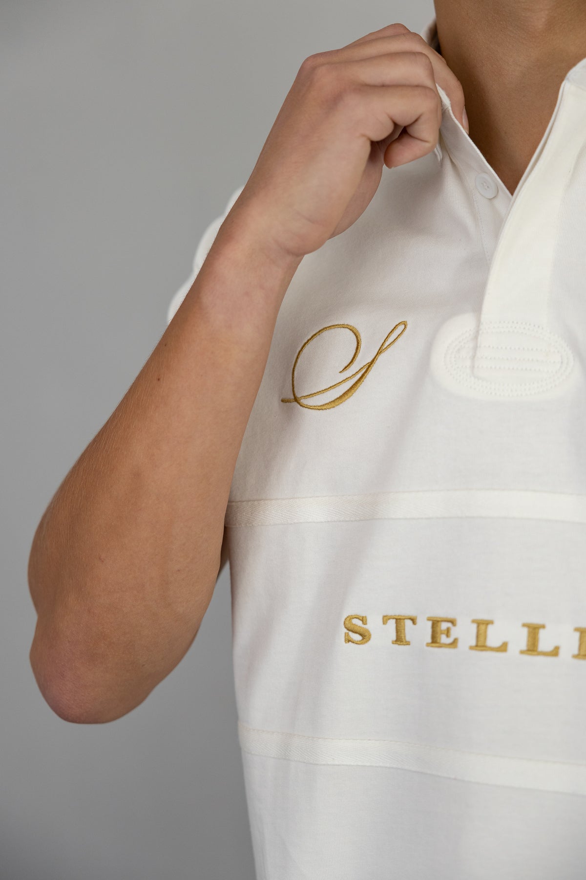 Men's Short Sleeve Rugby Jersey in Blanc de Blanc