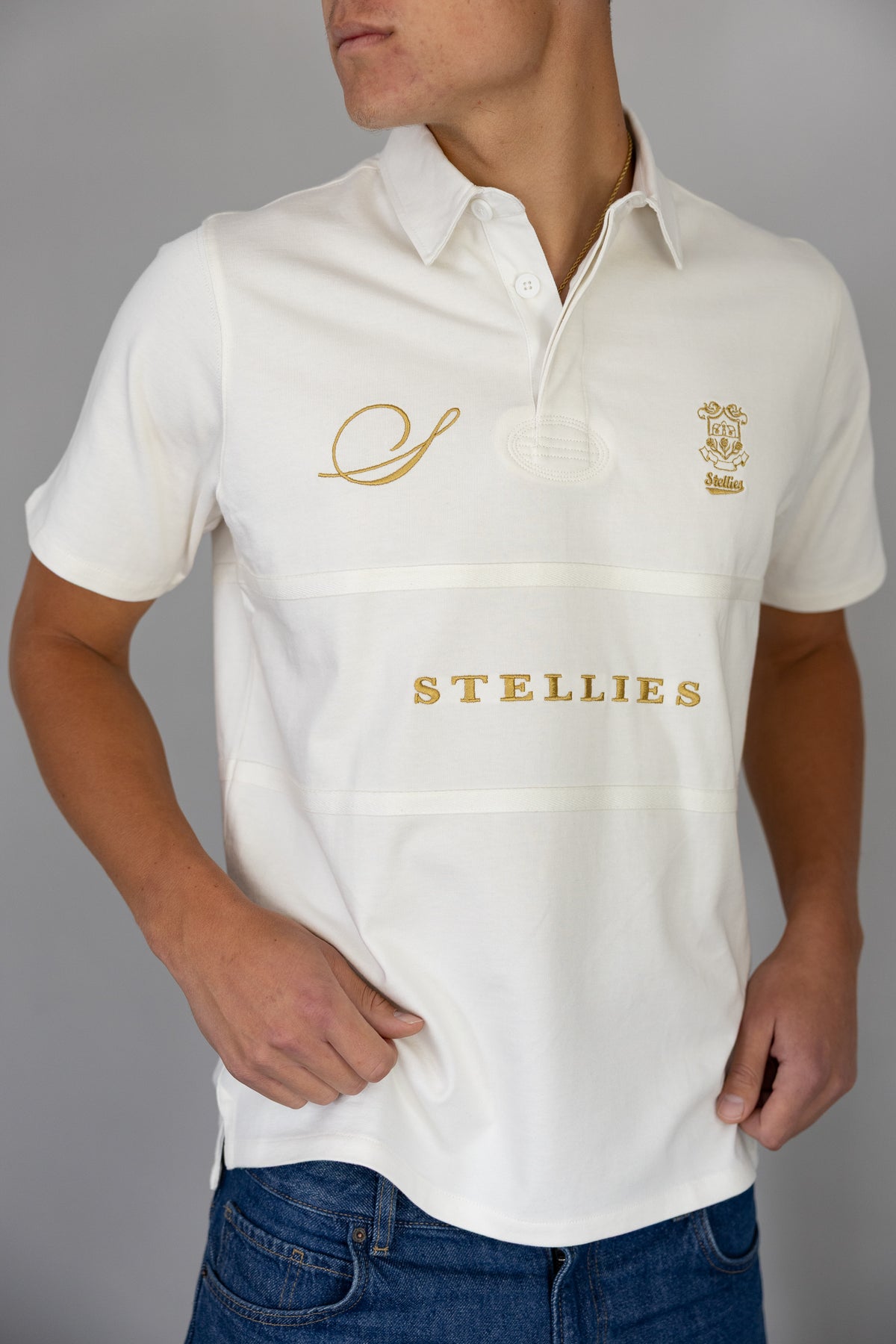 Men's Short Sleeve Rugby Jersey in Blanc de Blanc