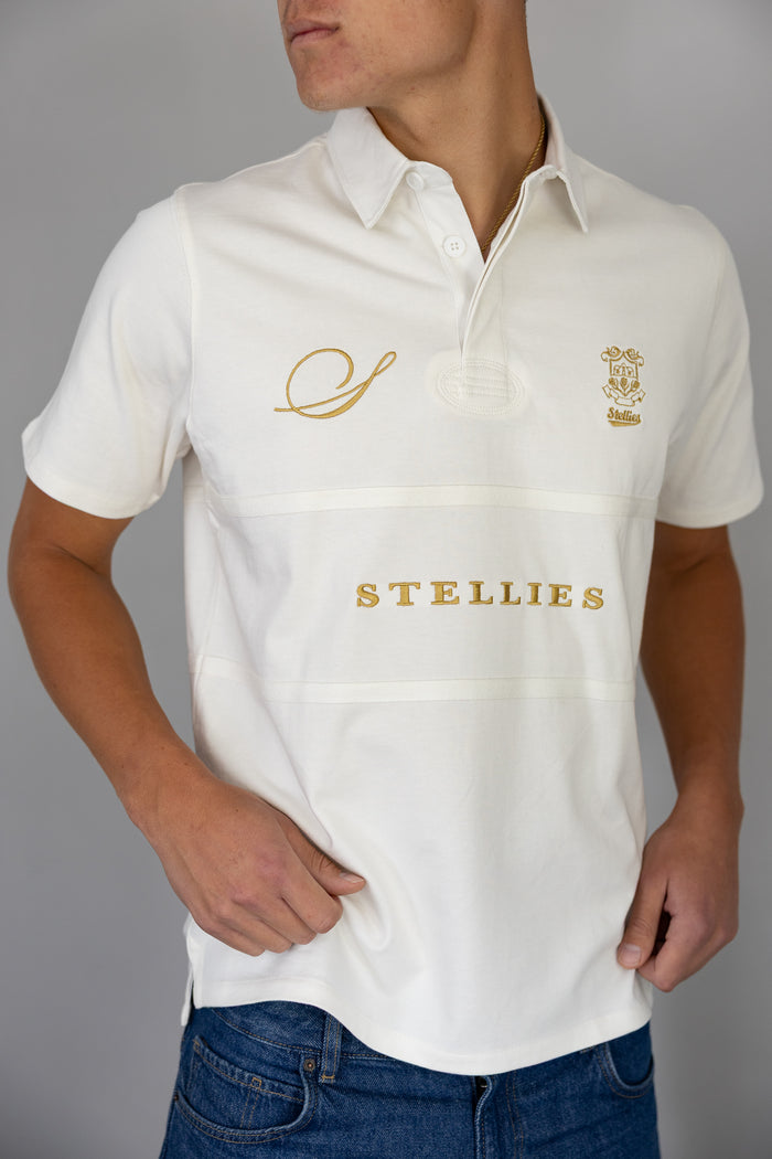 Men's Short Sleeve Rugby Jersey in Blanc de Blanc