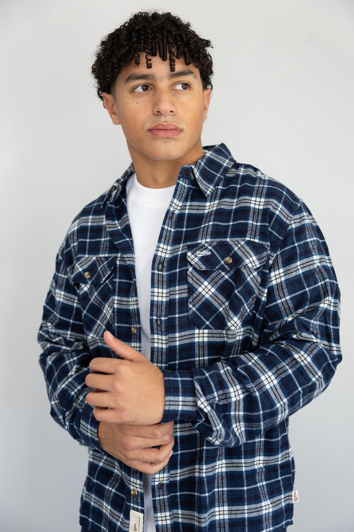 Americana Flannel Shirt in Navy Plaid