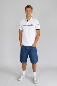 Men's Tipped Pique Golfer in White