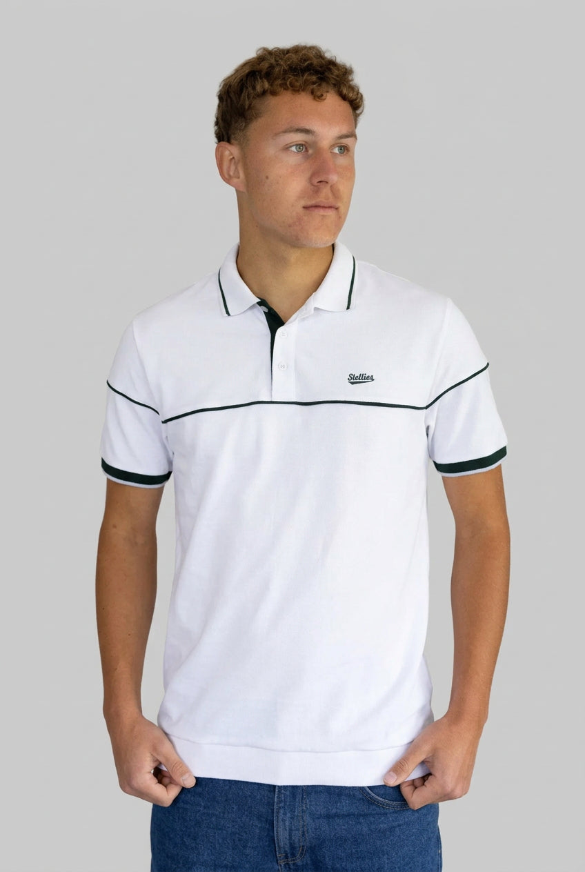 Men's Tipped Pique Golfer in White