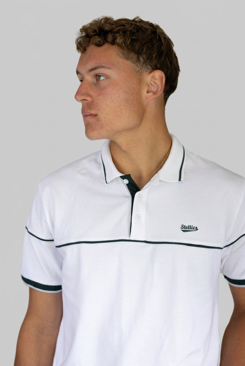 Men's Tipped Pique Golfer in White