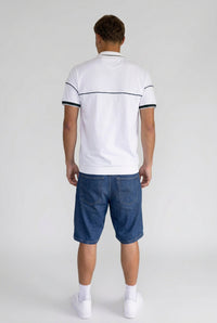 Men's Tipped Pique Golfer in White