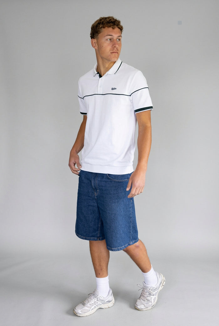 Men's Tipped Pique Golfer in White