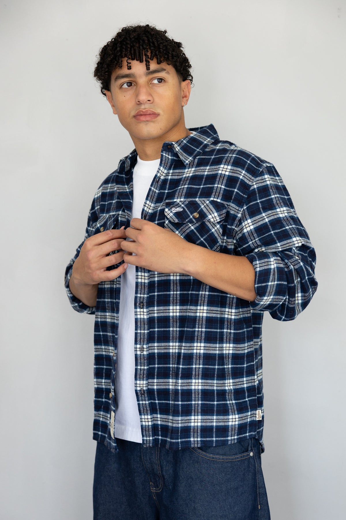 Americana Flannel Shirt in Navy Plaid
