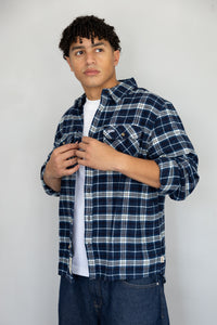Americana Flannel Shirt in Navy Plaid