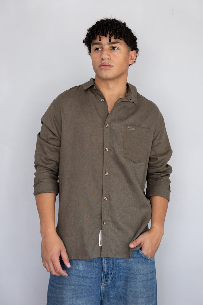 Luxe Linen Shirt in Olive