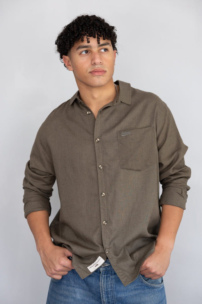 Luxe Linen Shirt in Olive