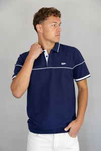 Men's Tipped Pique Golfer in Midnight Blue