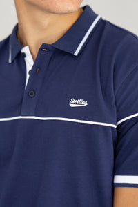 Men's Tipped Pique Golfer in Midnight Blue
