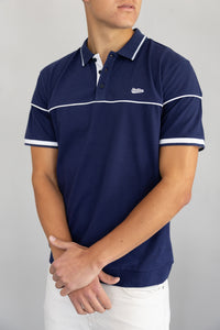 Men's Tipped Pique Golfer in Midnight Blue