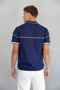 Men's Tipped Pique Golfer in Midnight Blue