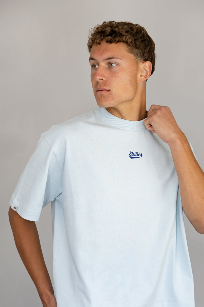 Mistake Print Tee in Ice Blue