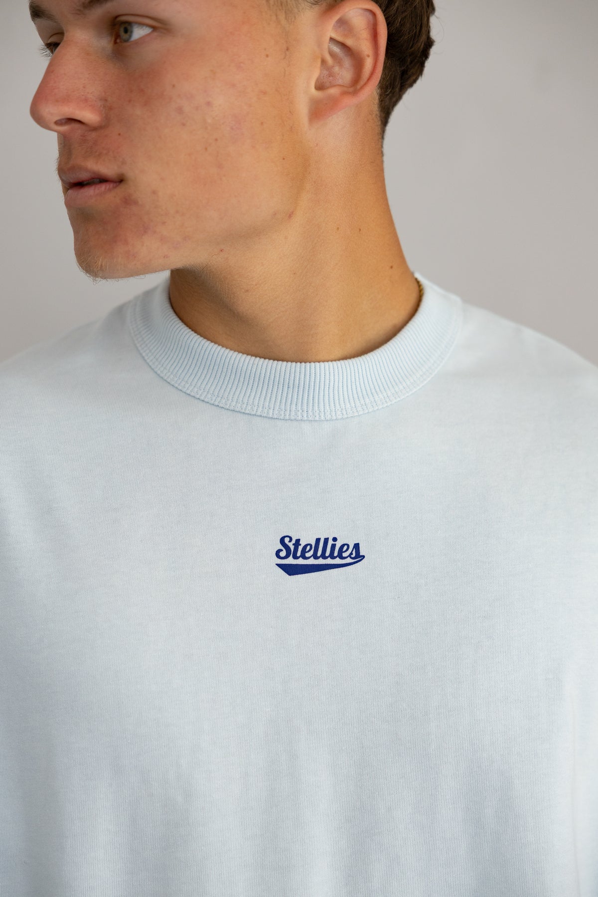 Mistake Print Tee in Ice Blue