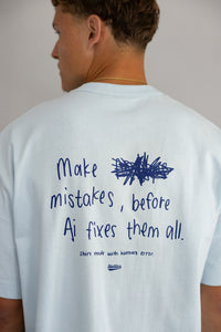 Mistake Print Tee in Ice Blue