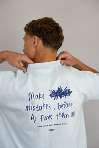 Mistake Print Tee in Ice Blue