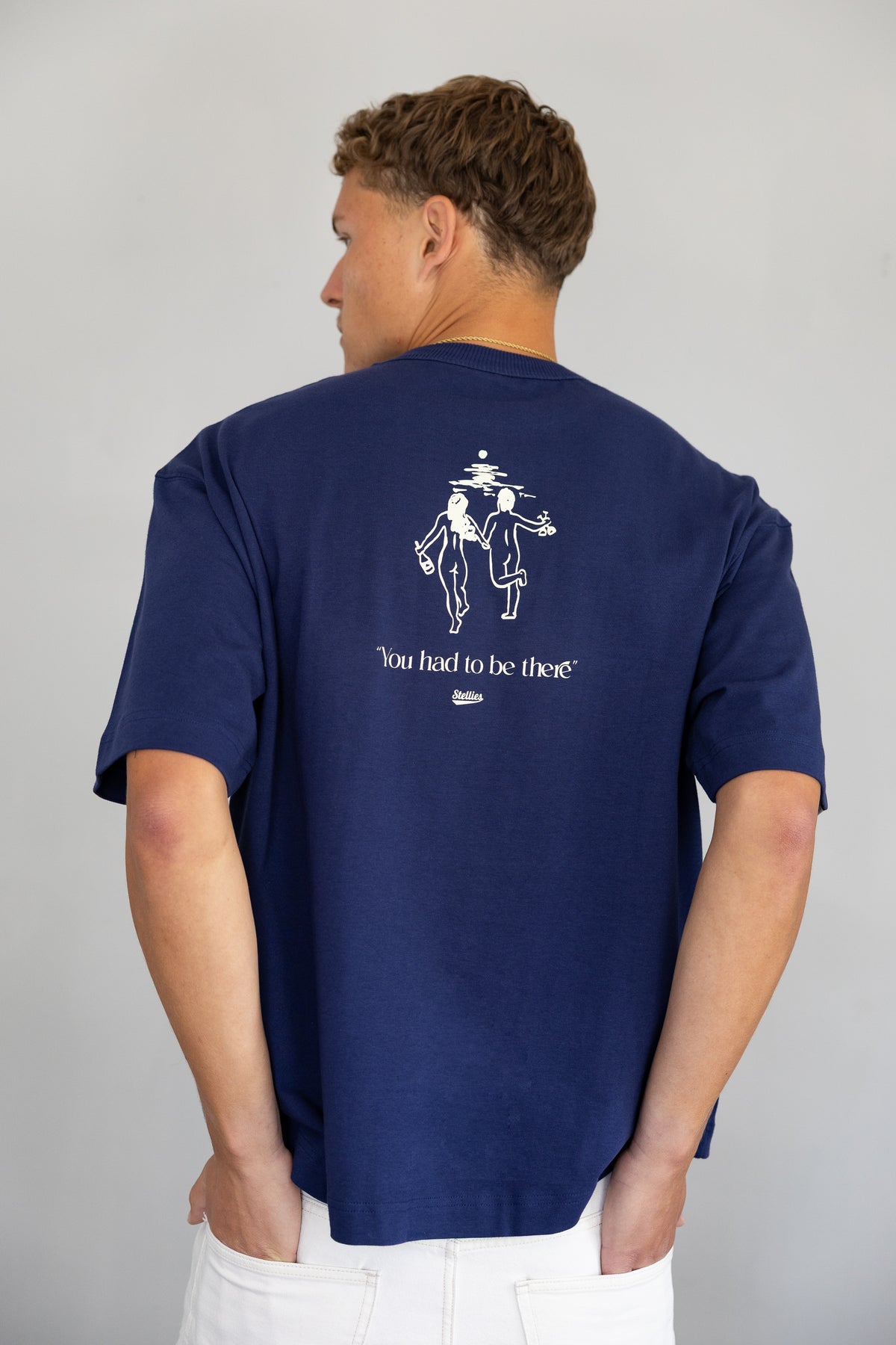 Skinny Dip Print Tee in Midnight Blue