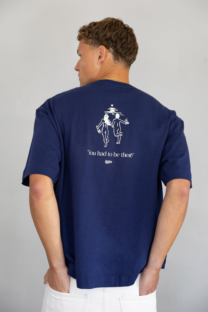 Skinny Dip Print Tee in Midnight Blue