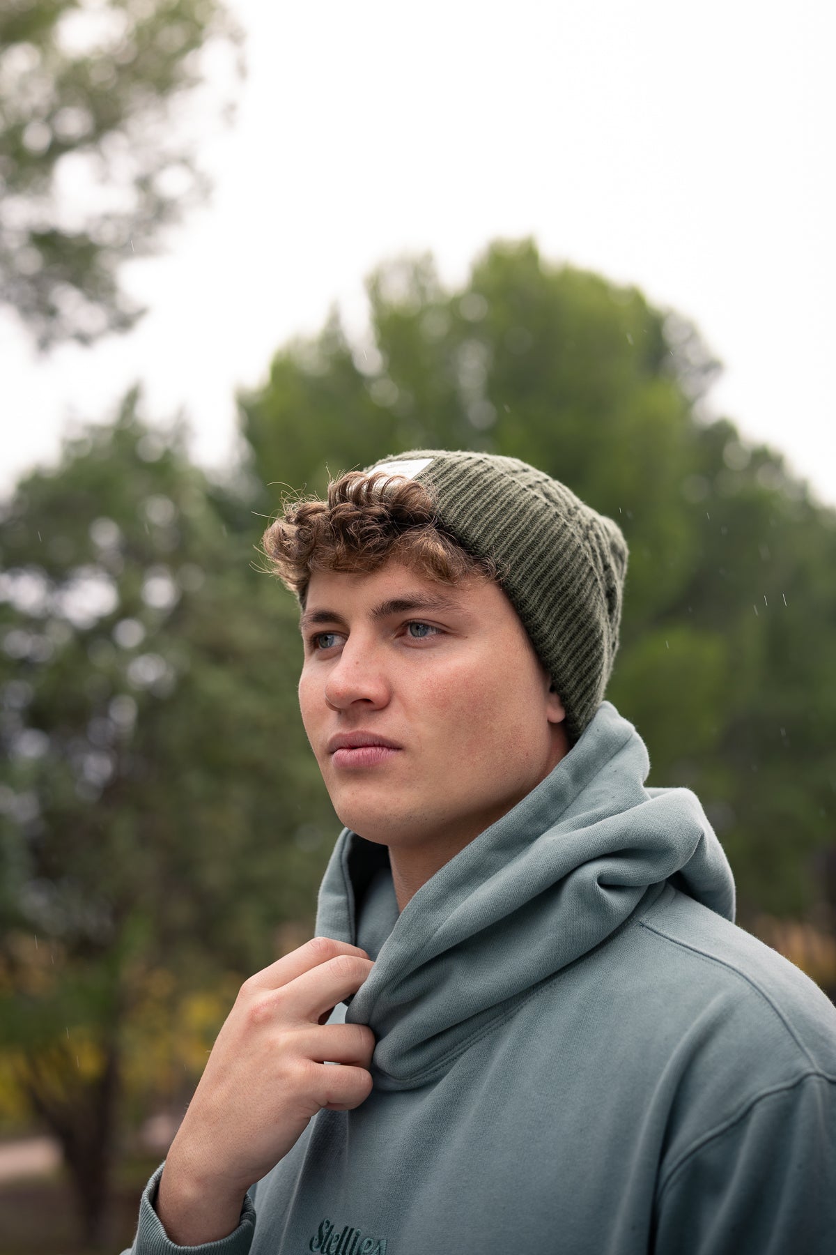 Woodland Cable Knit Beanie in Olive