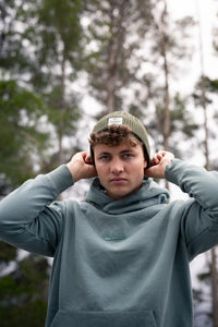 Woodland Cable Knit Beanie in Olive