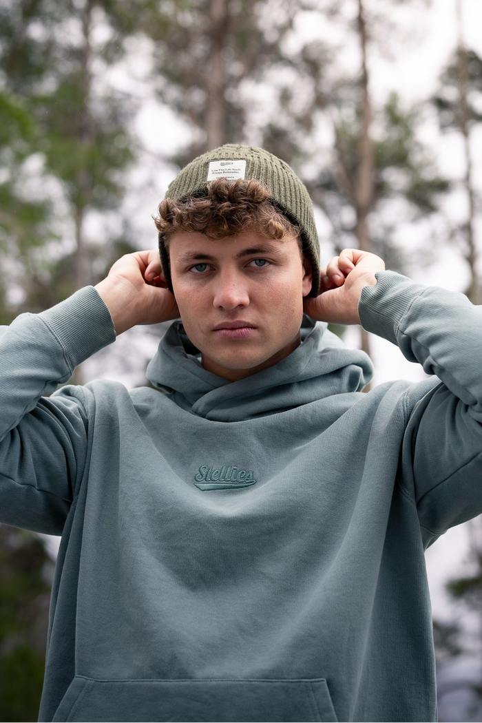 Woodland Cable Knit Beanie in Olive