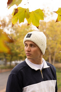 Blizzard Rib Knit Beanie in Winter White