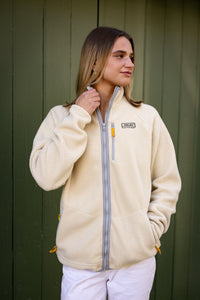 Retro  Zip-up Sherpa  Jacket in Creme