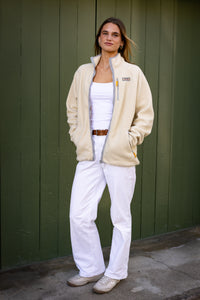 Retro  Zip-up Sherpa  Jacket in Creme