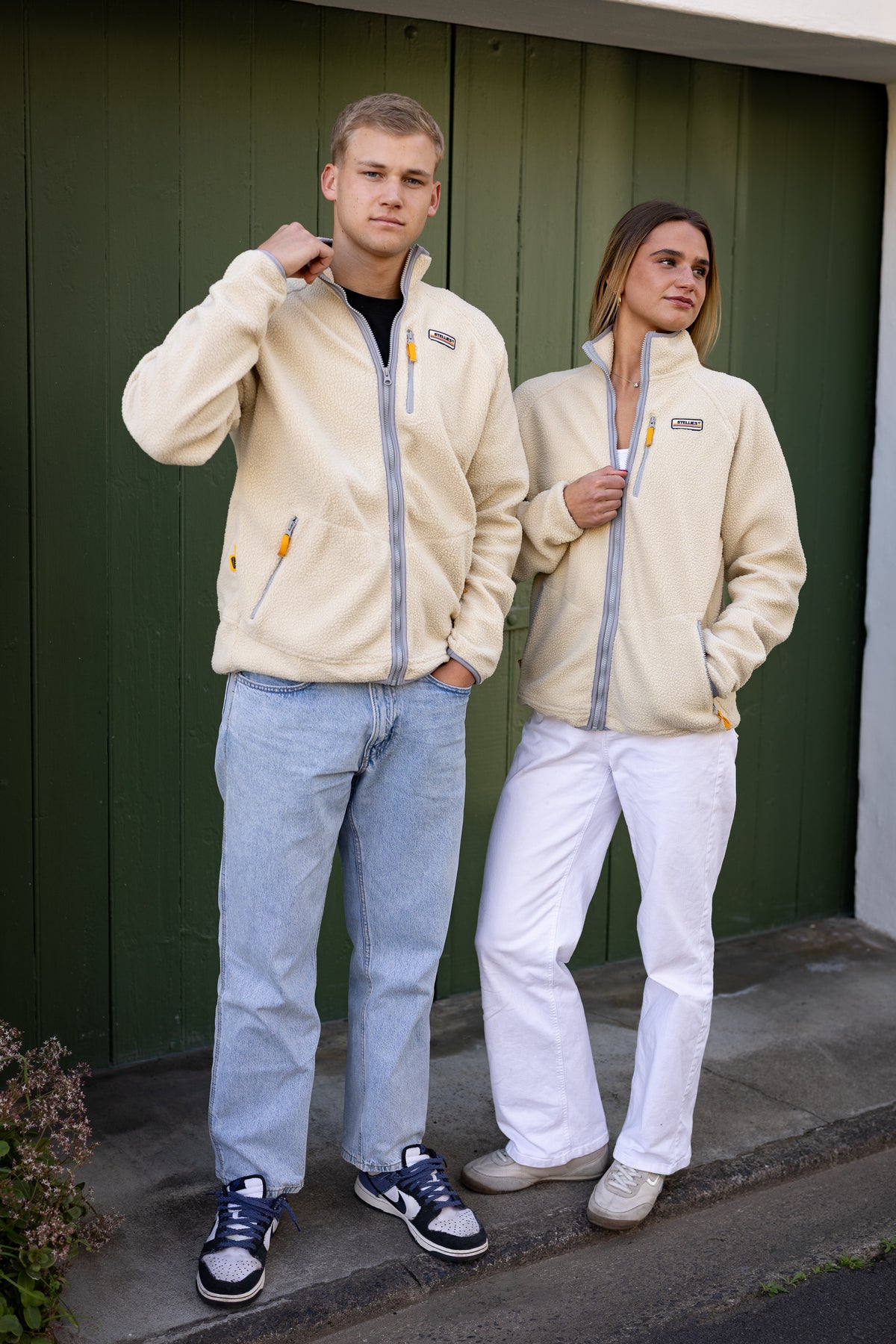 Retro  Zip-up Sherpa  Jacket in Creme