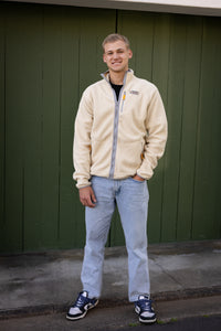 Retro  Zip-up Sherpa  Jacket in Creme