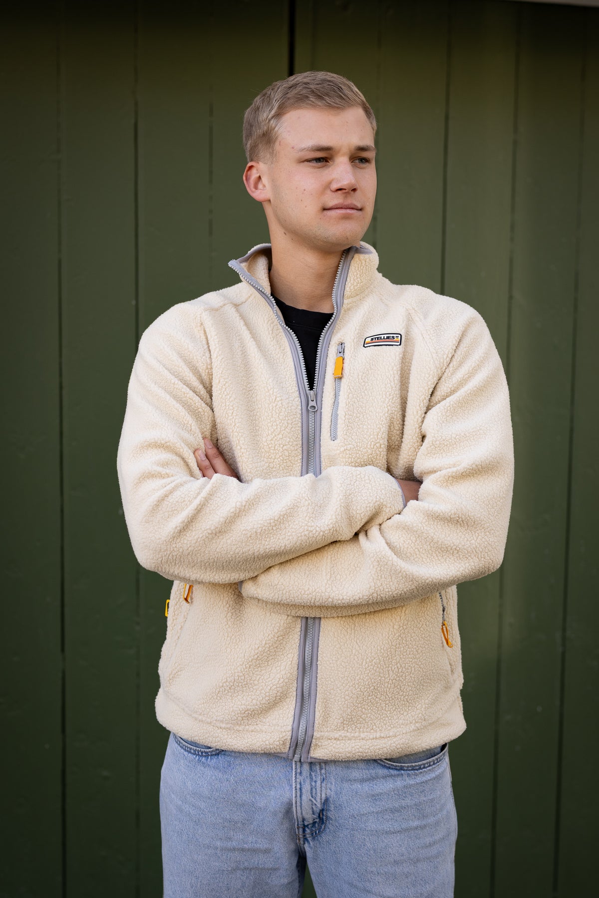 Retro  Zip-up Sherpa  Jacket in Creme