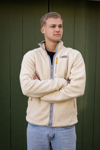 Retro  Zip-up Sherpa  Jacket in Creme