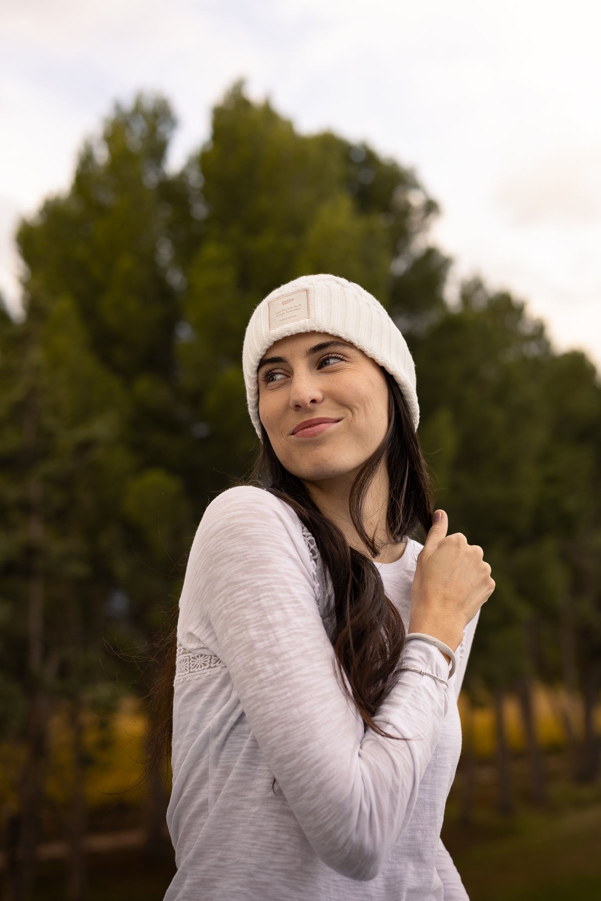 Cloud Rider Cable Knit Beanie in Crème