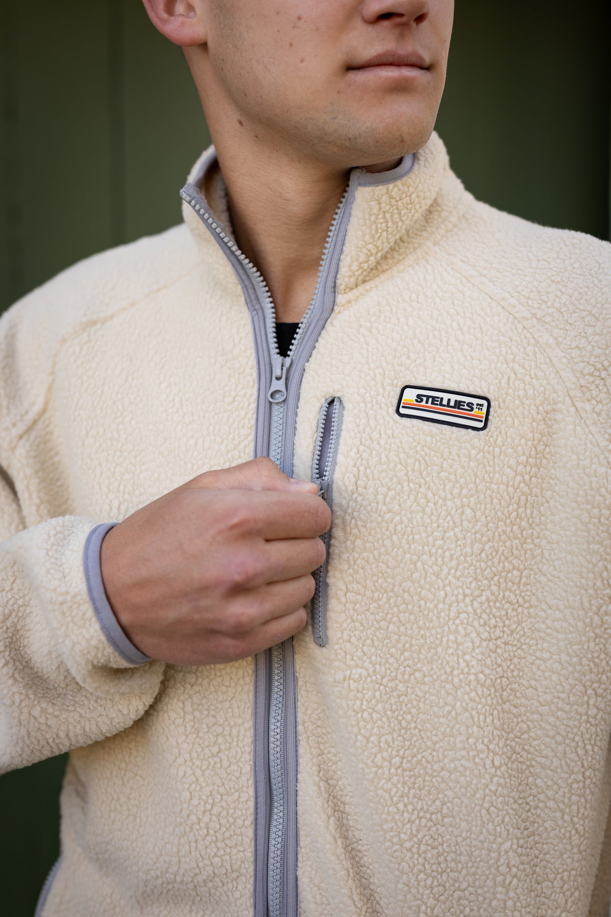 Retro  Zip-up Sherpa  Jacket in Creme