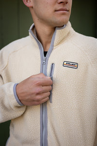 Retro  Zip-up Sherpa  Jacket in Creme