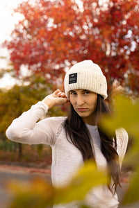 Blizzard Rib Knit Beanie in Winter White