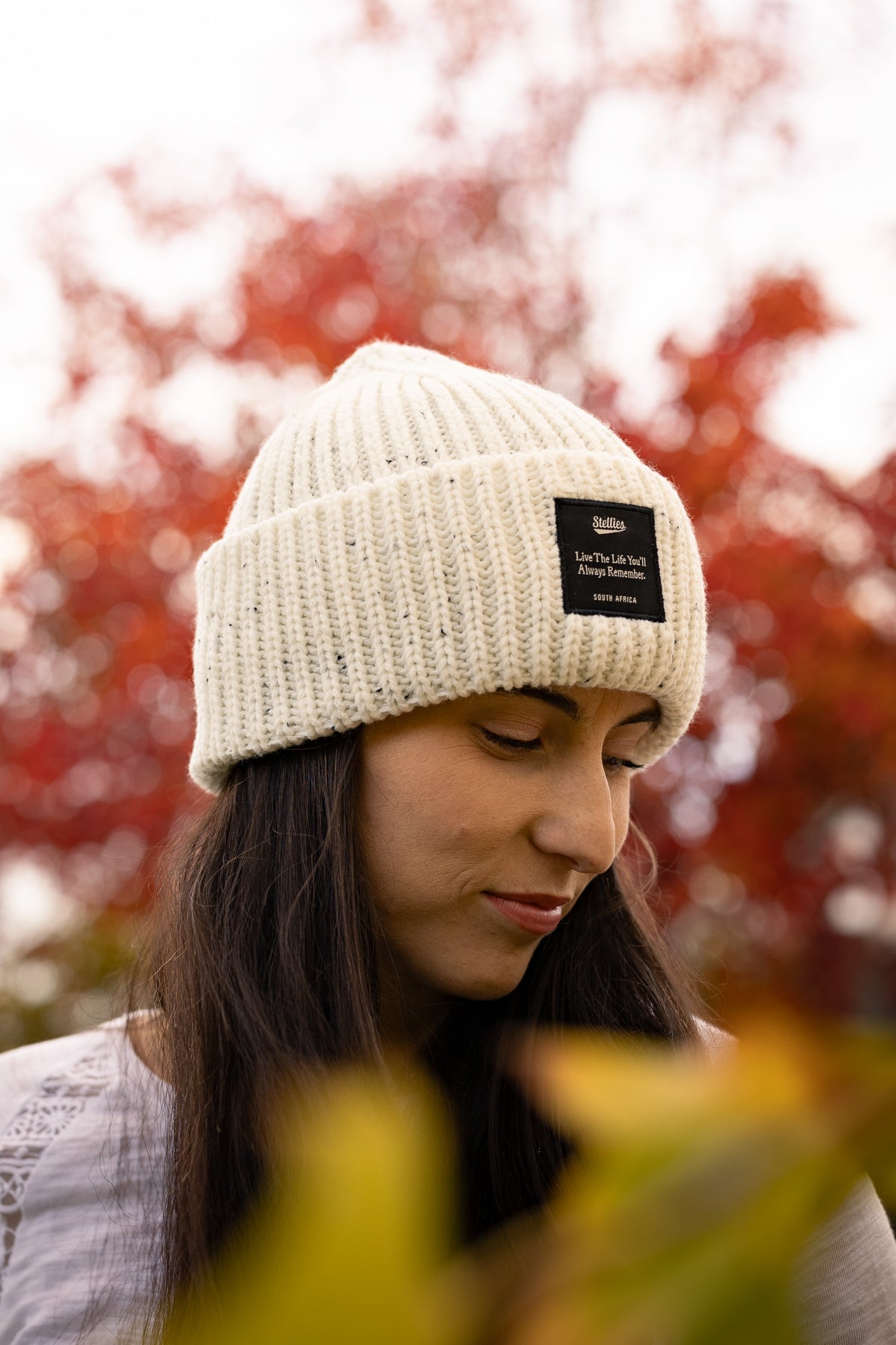 Blizzard Rib Knit Beanie in Winter White