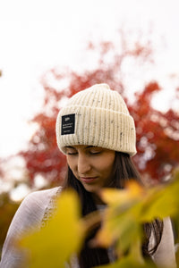 Blizzard Rib Knit Beanie in Winter White