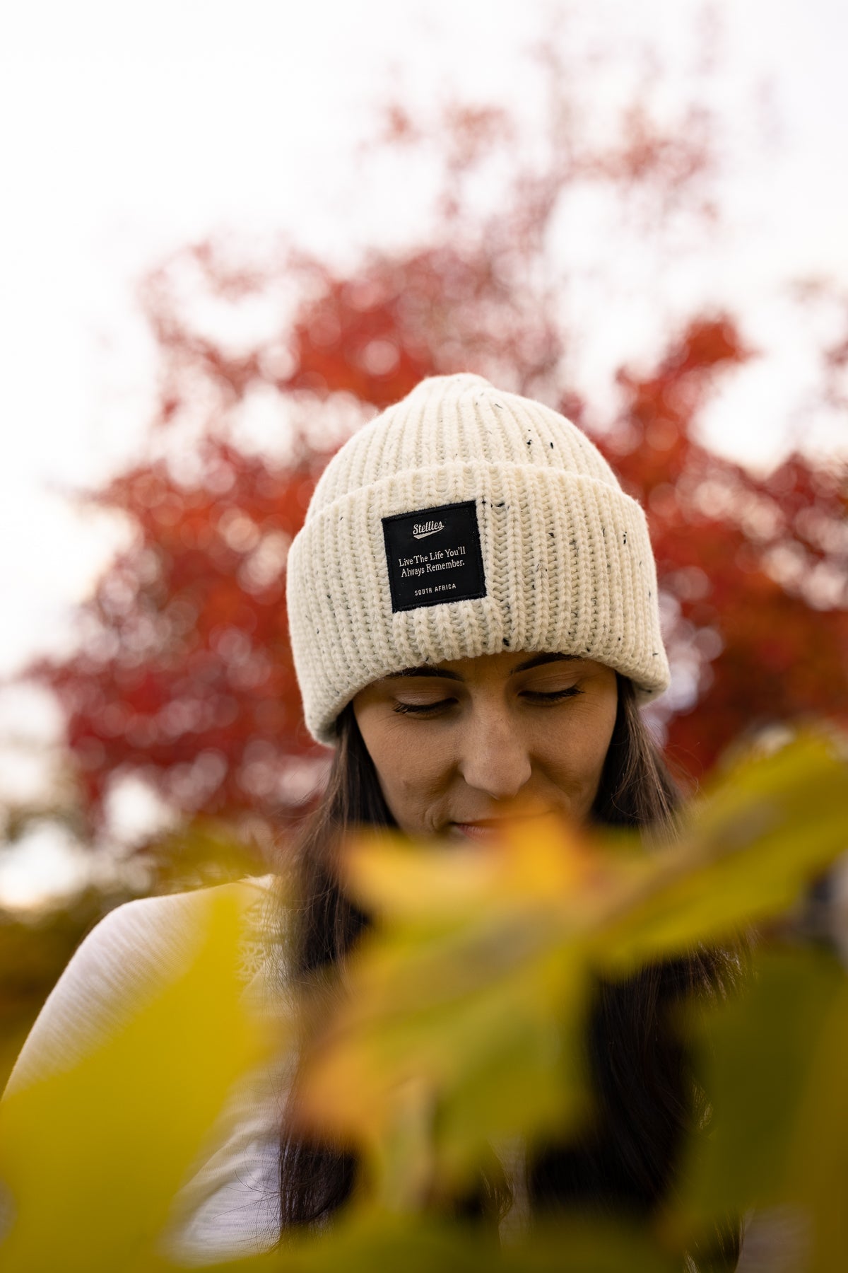 Blizzard Rib Knit Beanie in Winter White