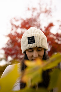 Blizzard Rib Knit Beanie in Winter White