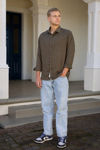 Luxe Linen Shirt in Olive