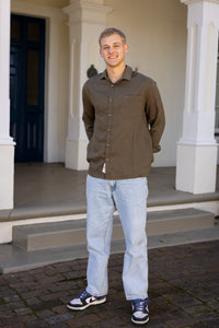 Luxe Linen Shirt in Olive