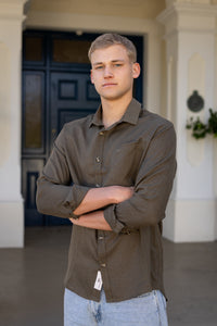 Luxe Linen Shirt in Olive