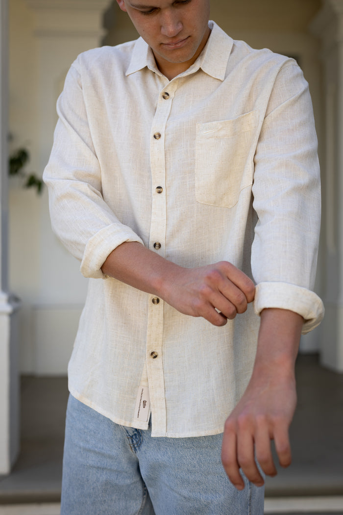 Luxe Linen Shirt in Natural Echru