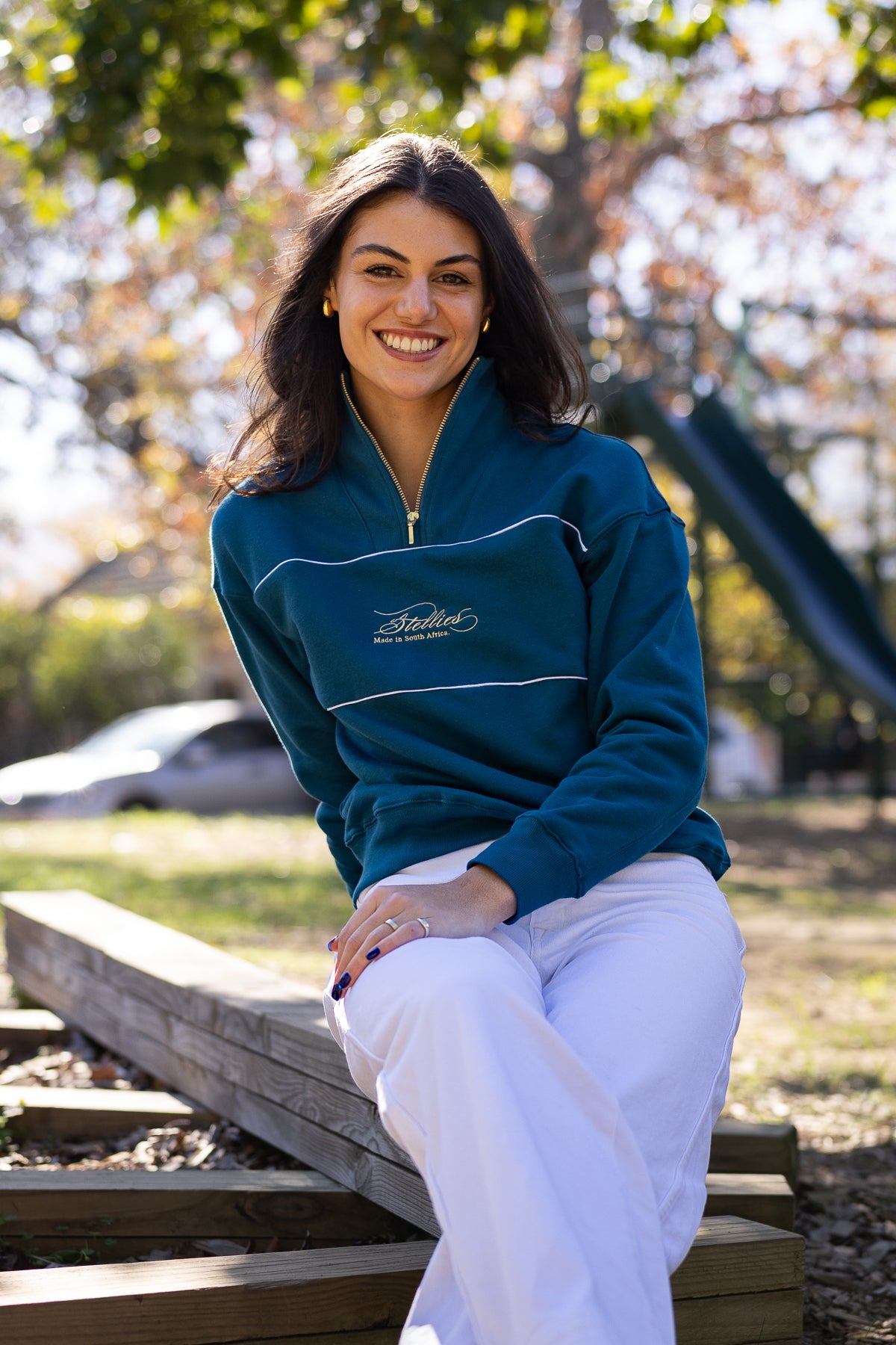 Riviera Rib Neck (Piped) Quarter-Zip in Teal