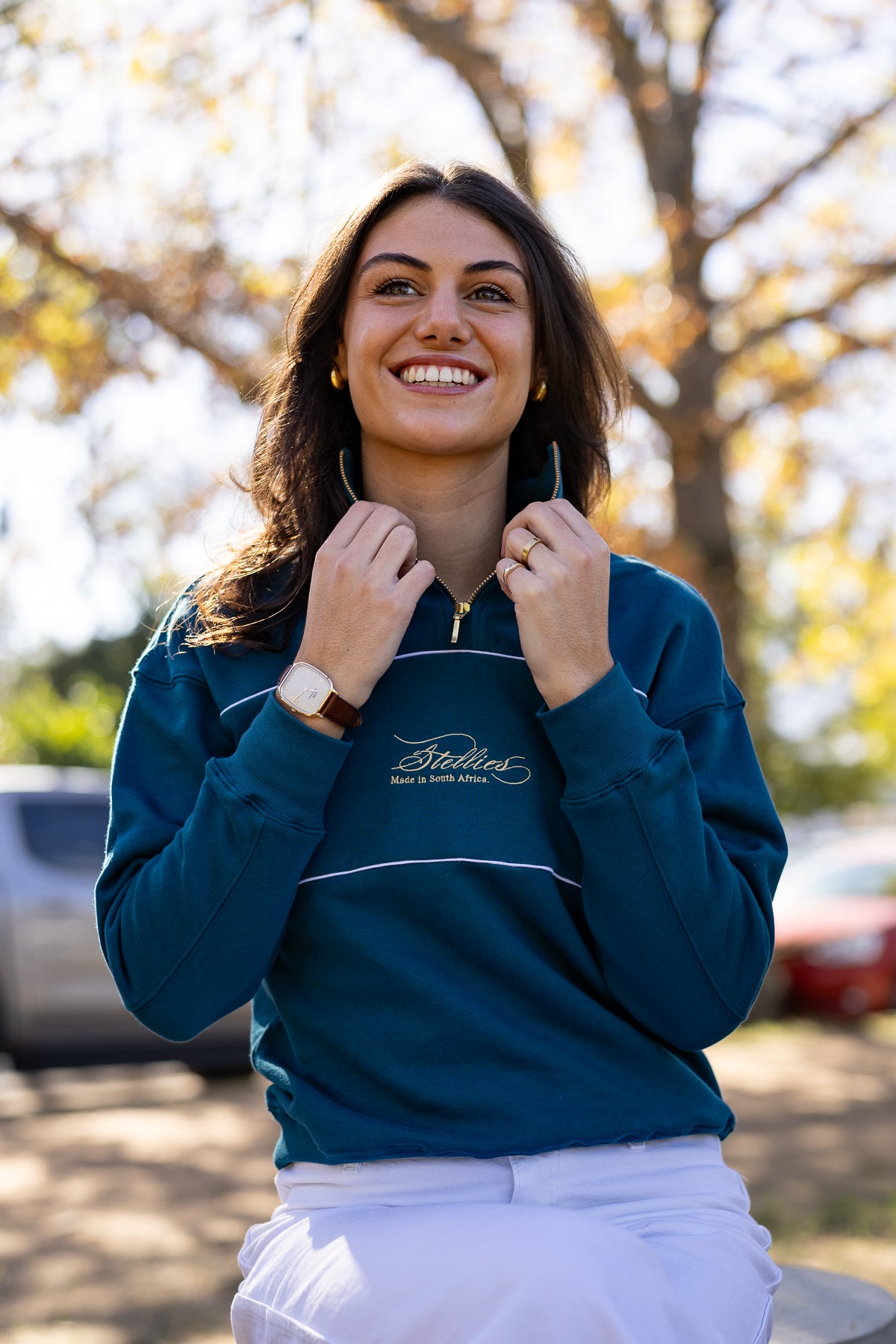Riviera Rib Neck (Piped) Quarter-Zip in Teal
